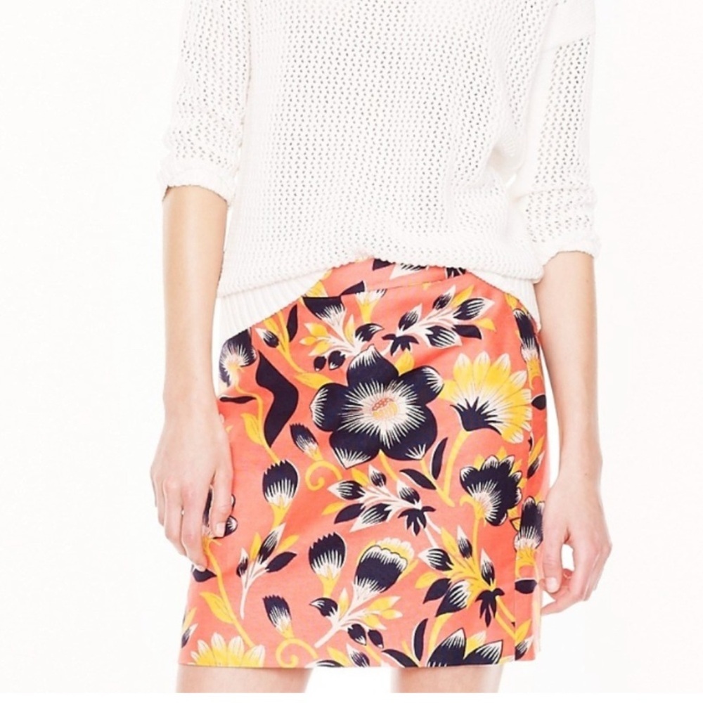 J. Crew Orange Blue Mini Pencil Skirt Resort Wear